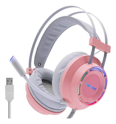 Cosbary M26 - Auriculares Para Juegos Color Rosa Con Micrfon