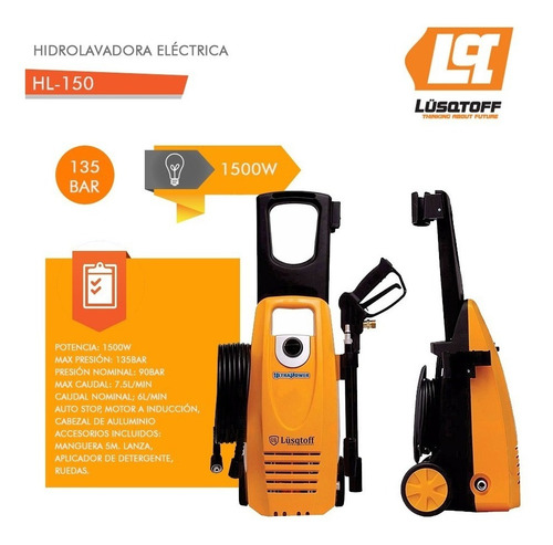 Hidrolavadora Lüsqtoff HL-150 Naranja y Negro 1500w 90 Bar 220V 50Hz