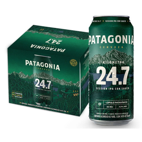 Imagen 1 de 1 de Cerveza Patagonia 24.7 Session IPA rubia lata 473 mL 6 u