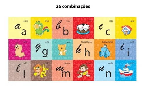 Jogo da Memória Educativo Letras e Figuras Alfabeto Infantil