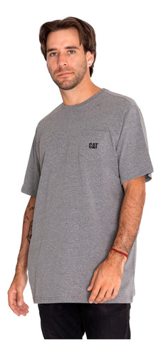 Polera Manga Corta Hombre Foundation Pocket Gris Cat