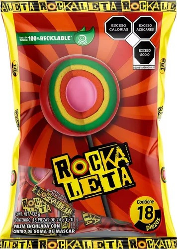 Pack 2 Paleta Rockaleta Con 18 Piezas Dulce Piñata Bolo