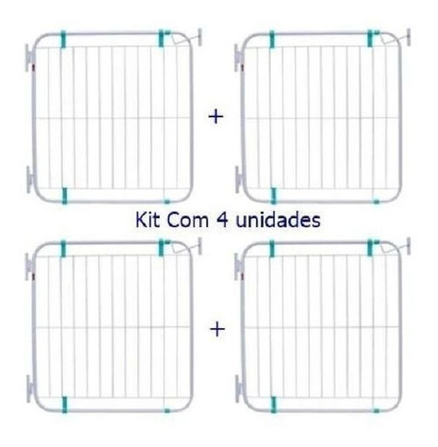 Kit 4 Grades Pet Porta Corredor Bebe Expansível 70 A 115cm