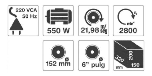 Imagen 3 de 9 de Amoladora De Banco Gamma 550 W 6 Pul Herramienta Gtia 2 Año