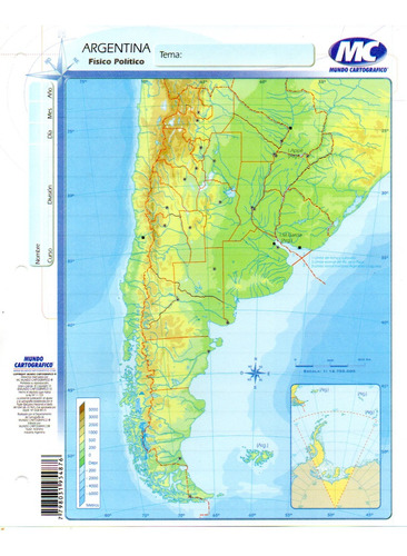 Mapa Escolar N°3 X40u Argentina Físico/político - 24x19cm