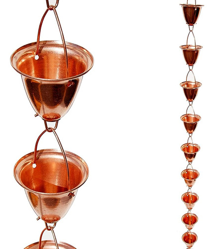 Stanwood Rain Chain Large Cup / Bell Copper Rain Chain, 8 Pi