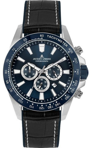 Reloj Jacques Lemans 1-2140b Hombre Color de la correa Negro Color del bisel Azul Color del fondo Azul marino