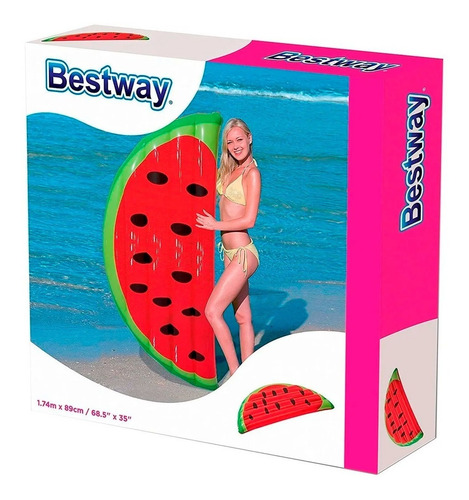 Imagen 8 de 10 de Colchoneta Inflable Pileta Media Sandia Fruta Bestway 43159