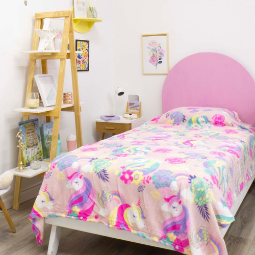 Frazada Flannel Piñata 1.5 Plaza 150x220 Cm Super Soft Unis Floreado