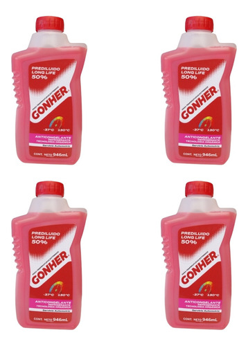 Anticongelante Rosa Gonher Organico Uso Directo 50% 4pzas 