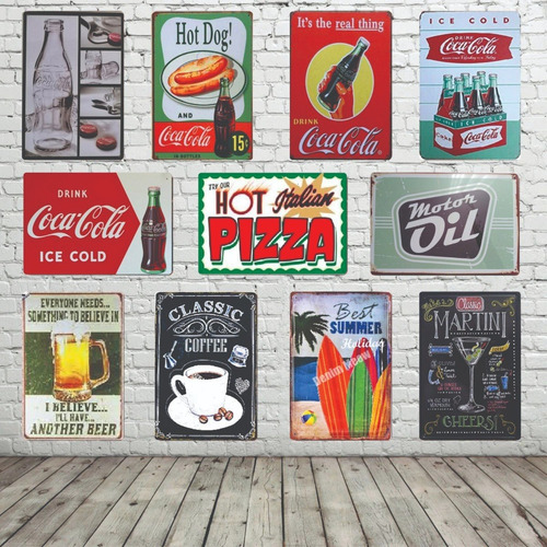 Imagen 7 de 10 de 10 Placas Metálicas Decorativas Vintage Retro Cuadros 30x15
