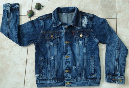 Espectacular Chaqueta Niño En Jean   Calidad Exportacion