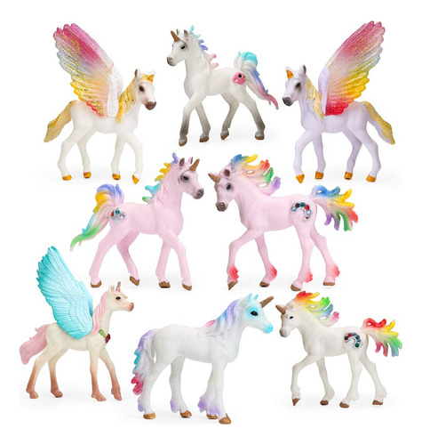 Uandme Juego De 8 Figuras De Unicornio De Juguete, Decoracin