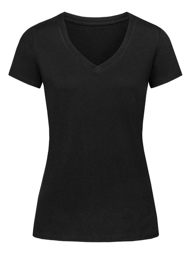 Remera Mujer Cuello V Licra Importada Deportiva Elastizada 