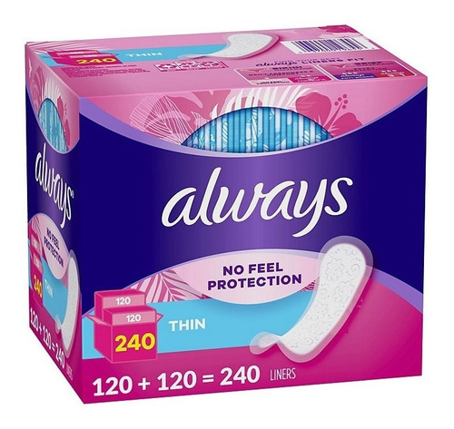 Toallas Femeninas Always Thin No Feel Protection 240 Piezas