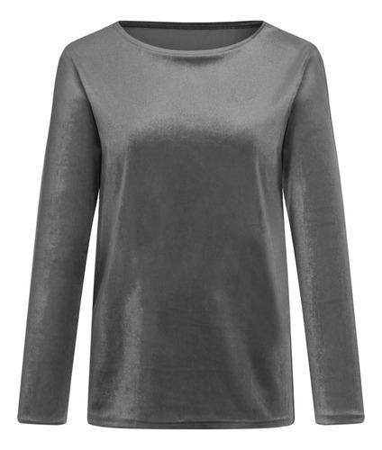Blusa Tipo Camisa De Manga Larga Y Lisa Para Mujer