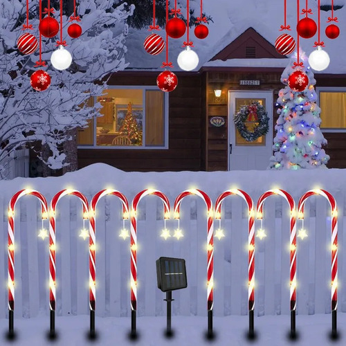 Set De 8 Luces Solares Navideñas Cb W Con Poste