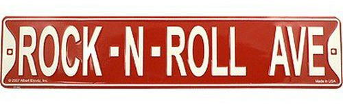 Señales - Rojo Placa De Calle Rock N Roll Ave 5 X 24