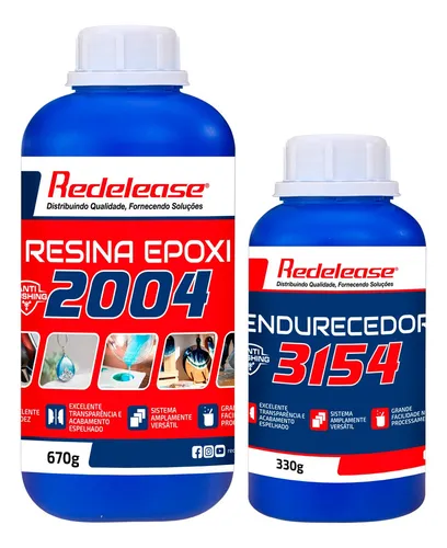 comprar Resina 2004 Epoxi Baixa Viscosidade Com Endurecedor Kit 1 Kg Cor Transparente Redelease
