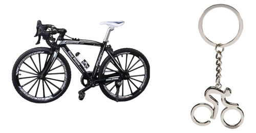 Pack Bicicleta Escala 1:10 Mtb Negro/blanco + Llavero Metal