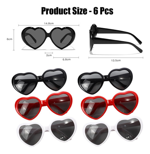 Juego De 6 Gafas De Sol Vintage Con Forma De Corazón
