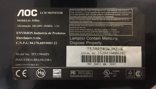 Imagem 5 de 5 de Base Pé Monitor Aoc 519sw
