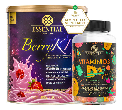 Berry Ki Bebida Vitaminas Crianças + Vit D3 Gomas Essential