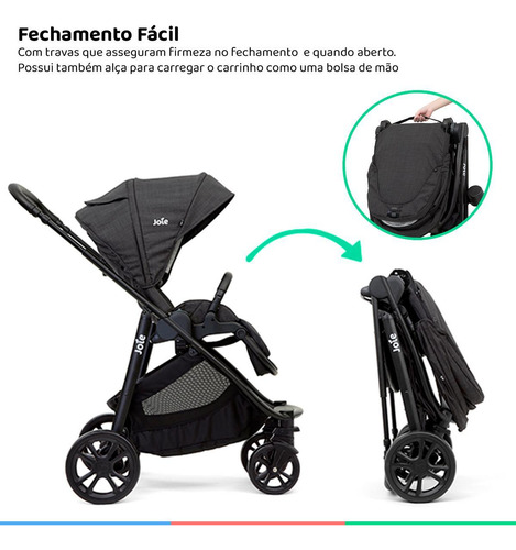 Carrinho Bebe 2em1 Até 15 Kg Reversível Versatrax E Joie