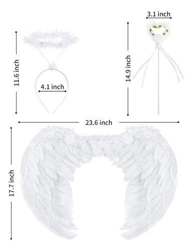 Alas De Ángel Blanco Para Adultos Y Niños, 599 Cm X 45 Cm
