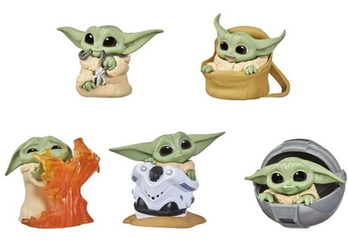 Figura Baby Yoda Grogu Pvc Miniatura Set 5 Piezas Star Wars