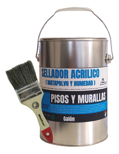 Promo Sellador Acrilico Piso Y Muralla 1 Gal + Brocha2 1/2''