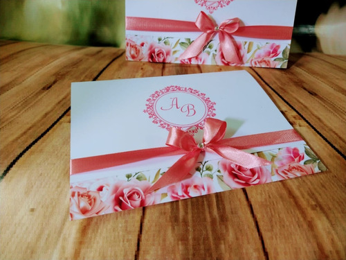 Convite Casamento Rose Floral  - 10  Unidades