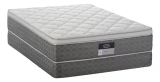 Colchón Queen Size De Resorte América Royce + Box 28cm Firme Color Beige