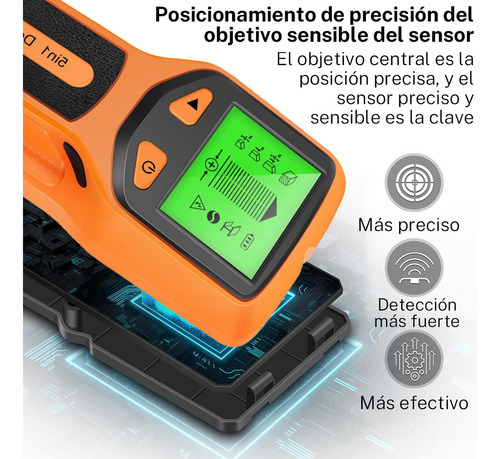 9v Detector De Metales Gomita Modelo Multifuncion Pared Lcd Color Negro