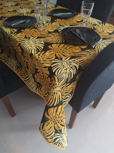 Imagem 2 de 4 de Toalha De Mesa Retangular 2,20 X 1,50 Costela De Adão Amarel
