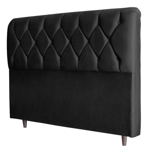 Cabeceira Estofada Cama Box King 195 Cm Diana Corino Cor Preto