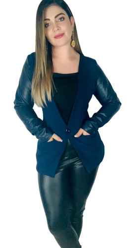 Blazer Manga Cuerina /cuerpo Tela Armani