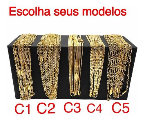 Kit Atacado Com 20 Correntes E Pingentes Banhado A Ouro 18k