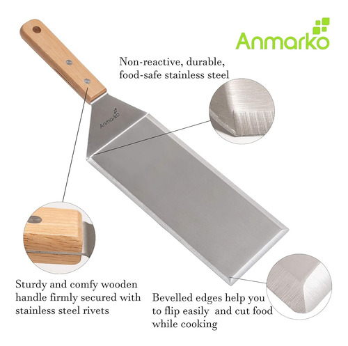 Espatula Acero Inoxidable Con Mango De Madera Ergonomico
