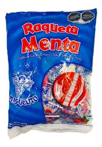 Paleta Miguelito Raqueta Sabor Menta Y Grosella Bolsa 40 Pz