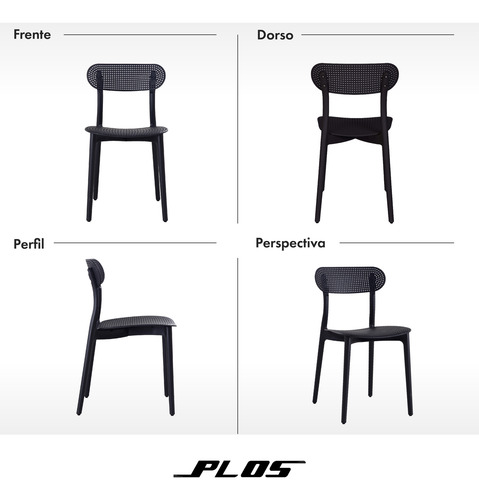 Silla Comedor Terraza Bar Cocina Aprilia Set X4 Plos Negro
