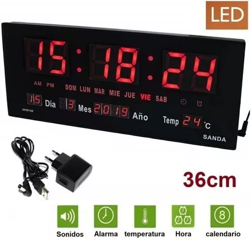 DNYSYSJ Reloj de pared LED digital ultra delgado reloj digital con  calendario de temperatura para la oficina en casa escuela