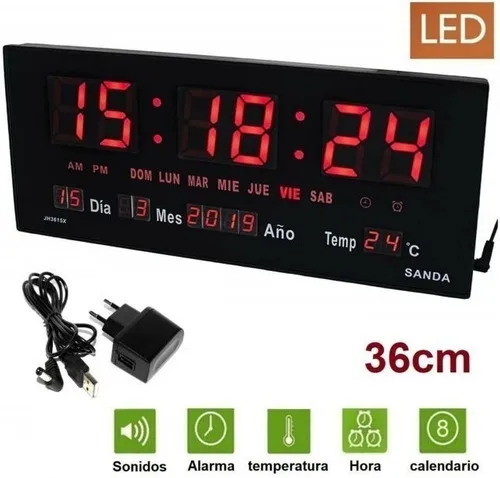 Reloj Led Digital De Pared Con Temperatura Hora Fecha Y D as