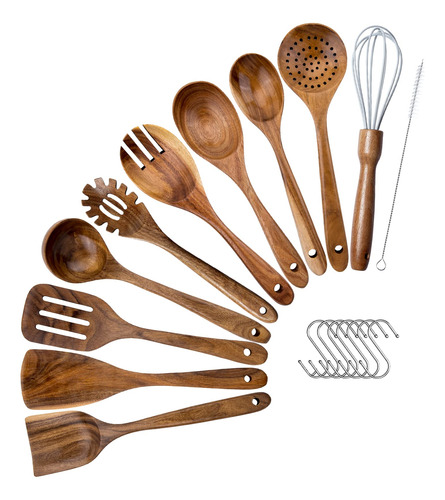 Cucharas De Madera Para Cocinar, Juego De 10 Utensilios De C