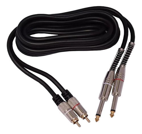 Imagem 2 de 6 de Cabo Áudio 2x P10 Mono X 2x Rca Profissional Gold 1.8 Metros