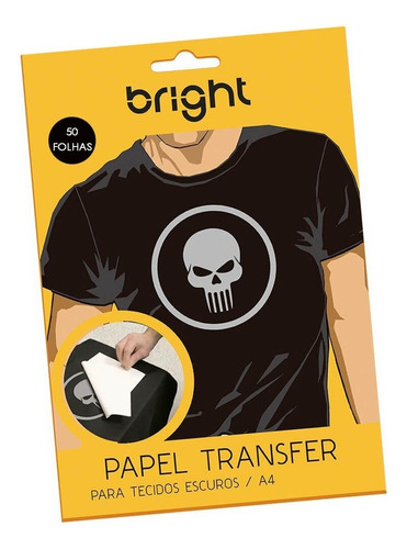 Papel Transfer Para Algodão A4 Tecidos Escuros Bright 50 Fls