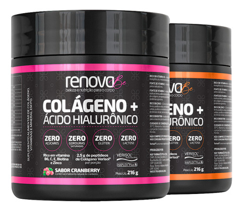 Kit 2 Colágenos Renova Be Verisol Com Ácido Hialurônico Sabor 1 Cranbery - 1 Tangerina