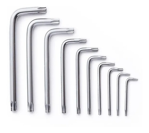 Imagen 2 de 10 de Juego De Llaves Torx En L 10pzs T8 T50 Bremen 6906