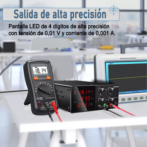 Nice-power® 30V 10A 300W Fuente De Alimentación Conmutada Regulada Laboratorio,Interfaz USB de 5V/2A