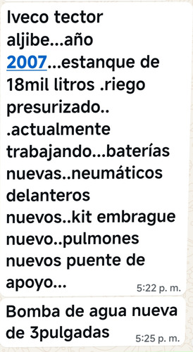 Camión Algibes Iveco Tector, Estanque 18 Mil
